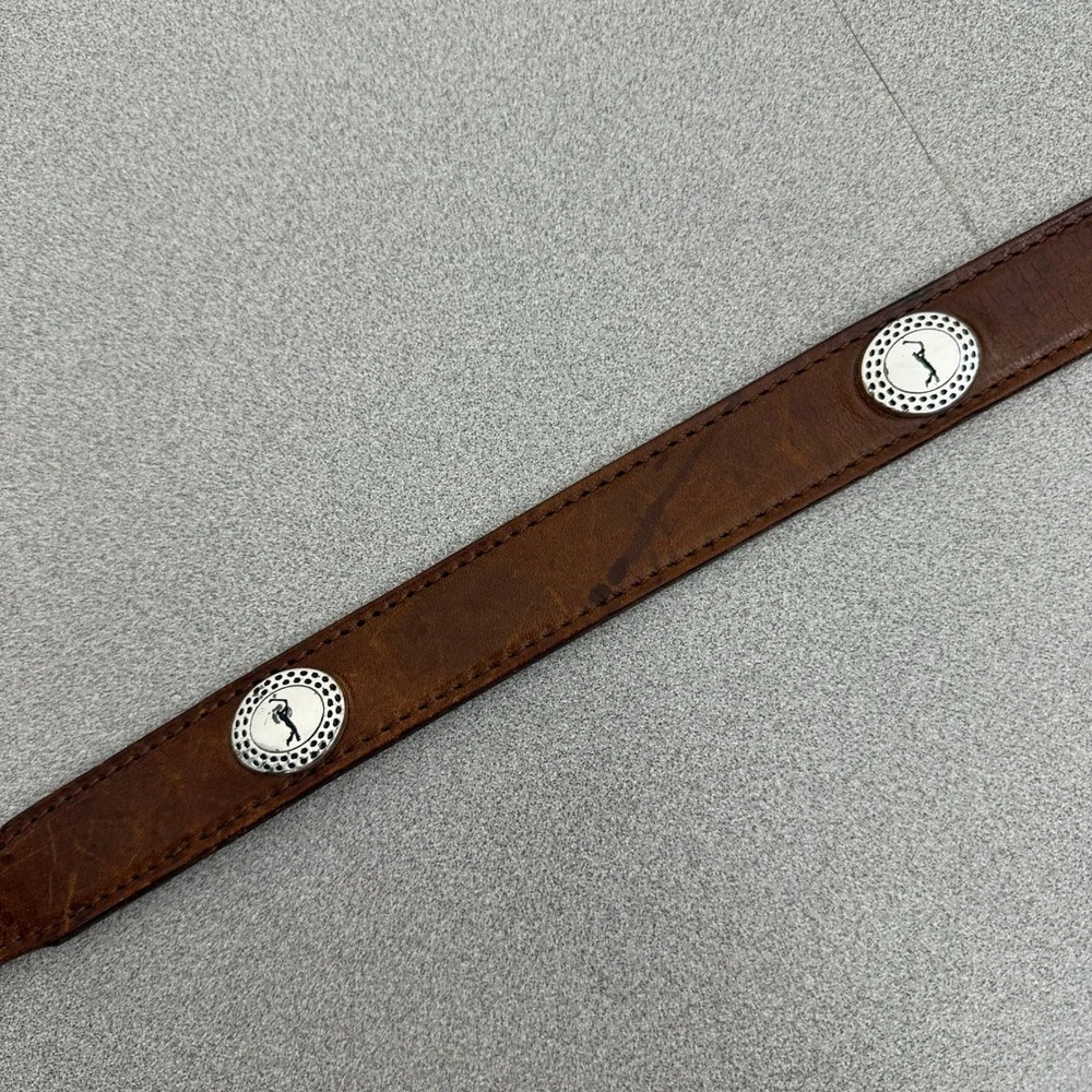 PGA TOUR Belt Mens Size 36 Brown Leather Golf Concho Prep Medallion Tip *FLAW